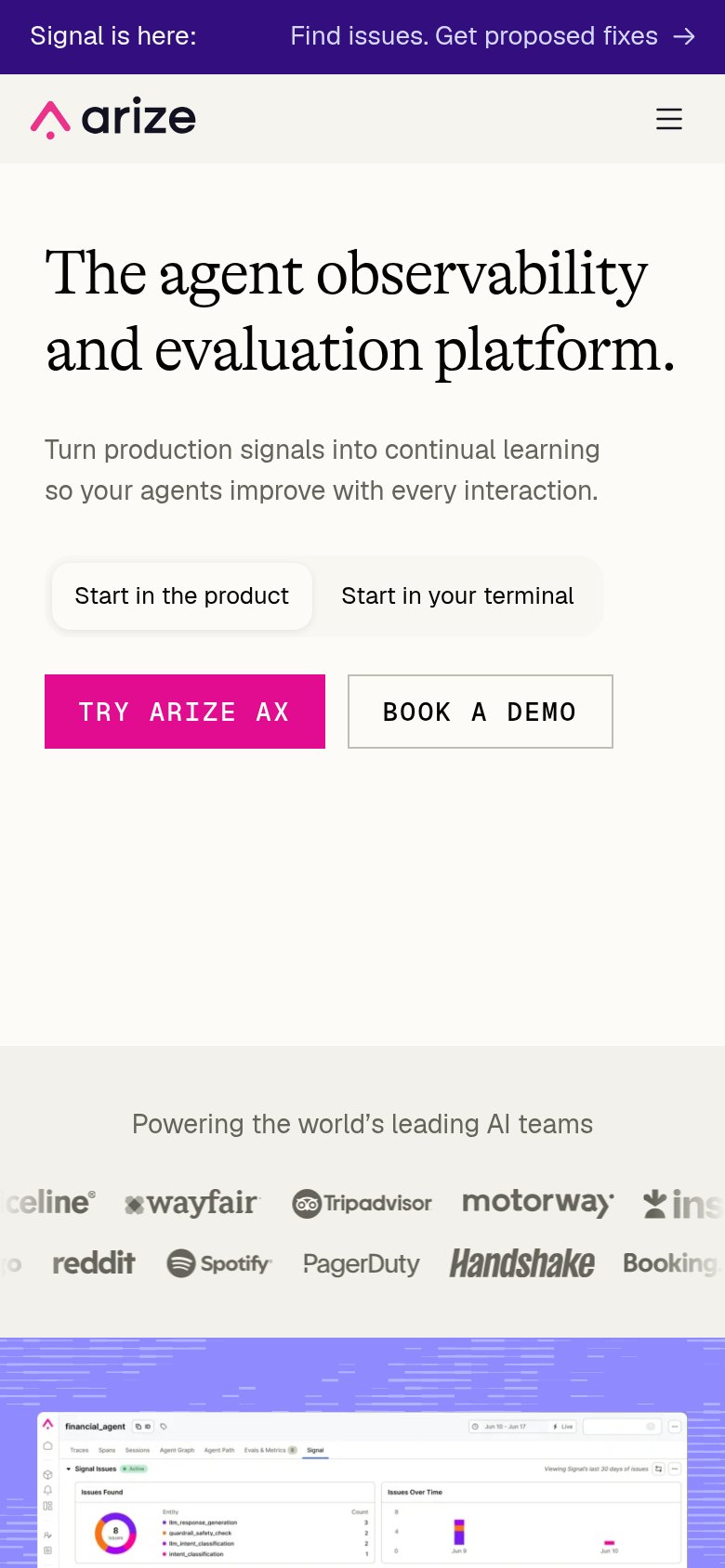 Arize mobile capture for Mobile web