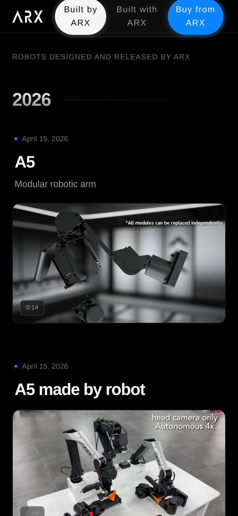 ARX Robotics (ARX Arm) mobile capture for Mobile web
