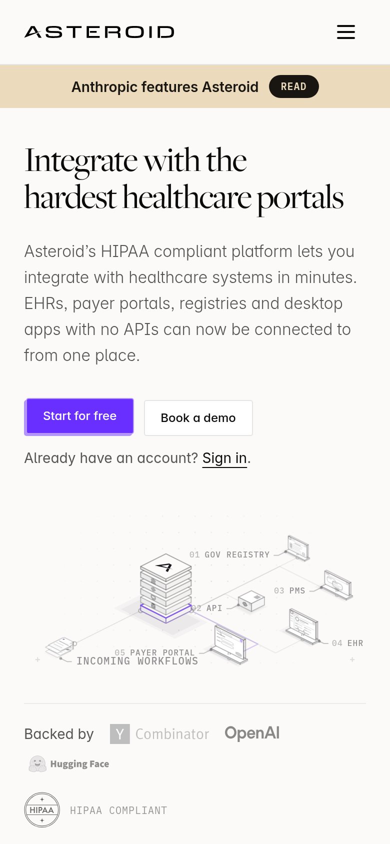 Asteroid mobile capture for Mobile web