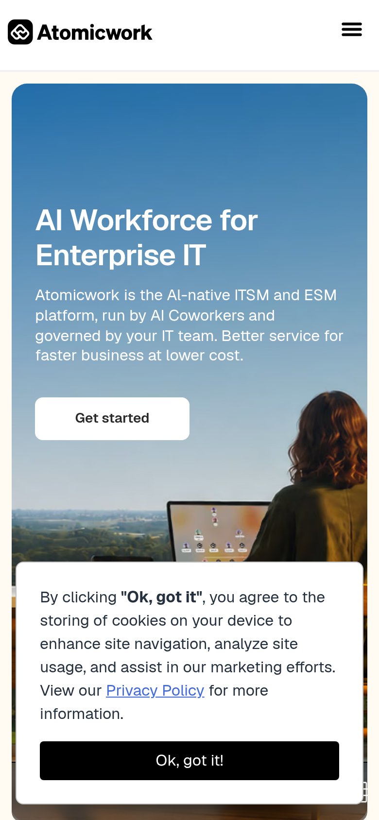 Atomicwork mobile capture for Mobile web