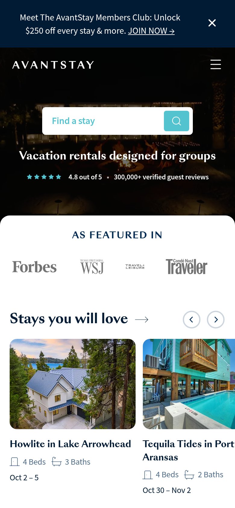 AvantStay mobile capture for Mobile web