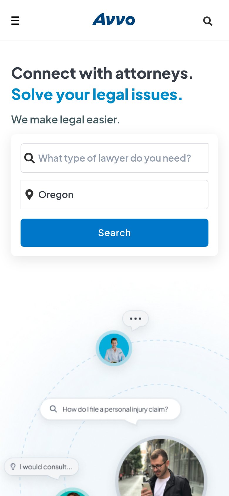 Avvo mobile capture for Mobile web