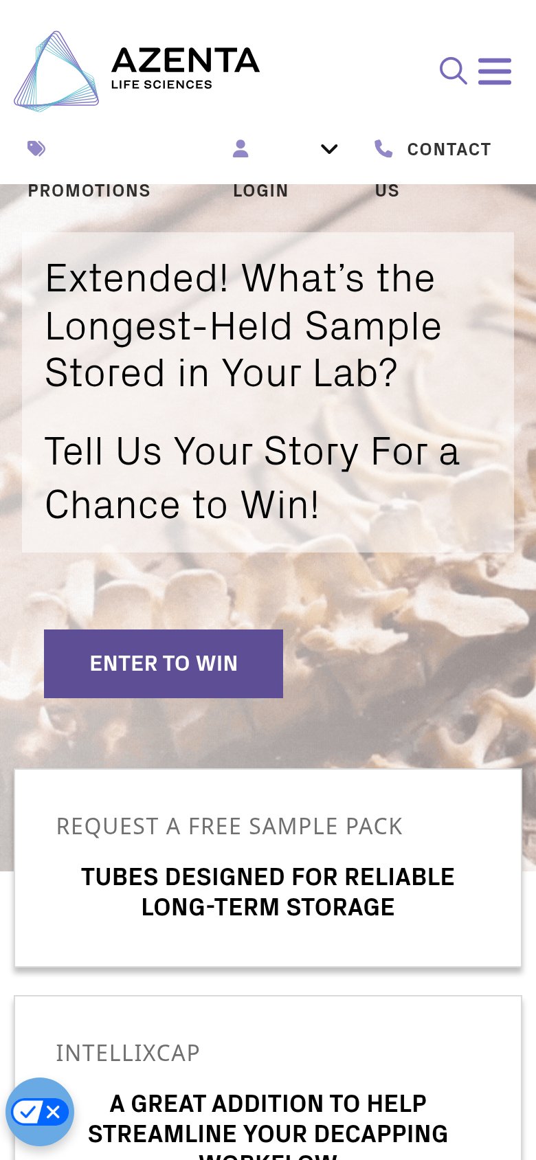 Azenta Life Sciences mobile capture for Mobile web
