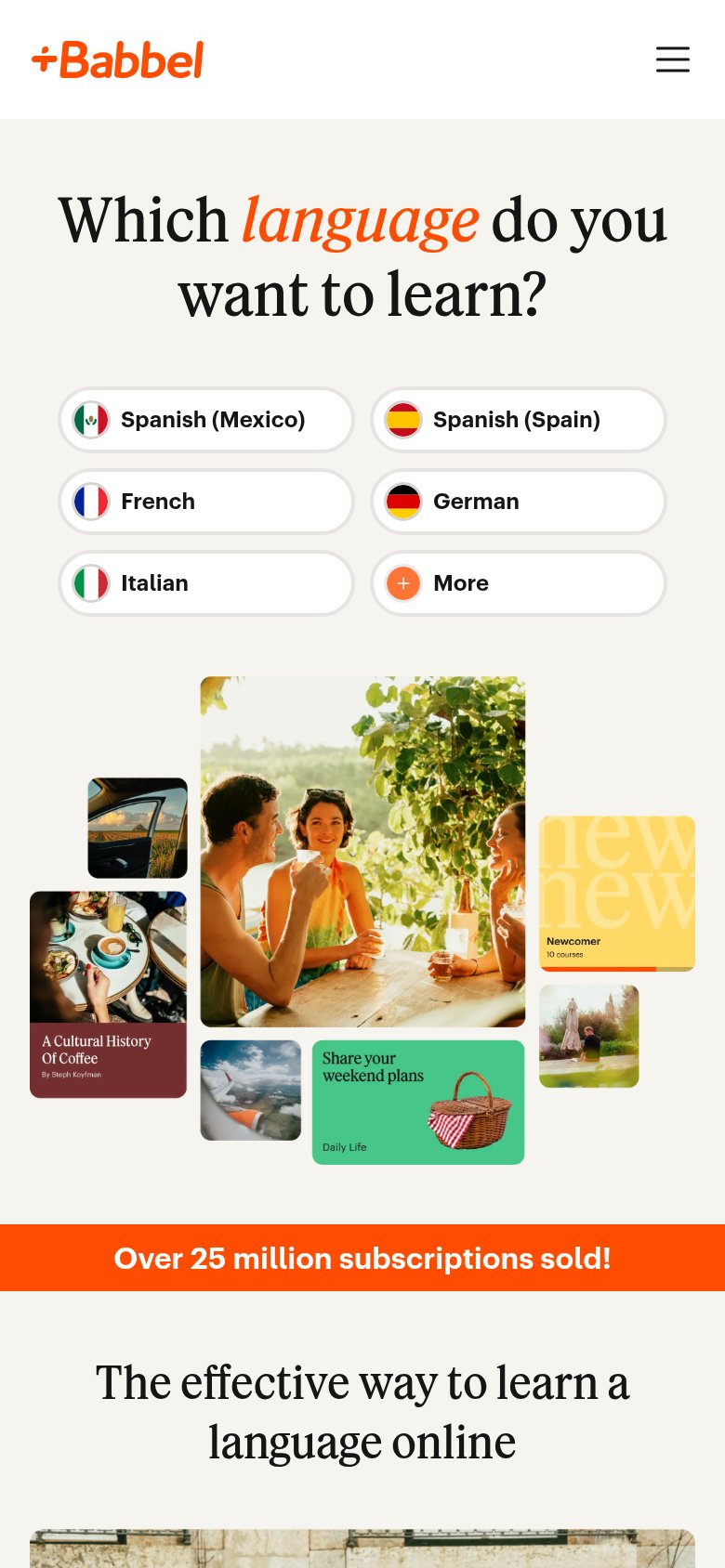Babbel mobile capture for Mobile web