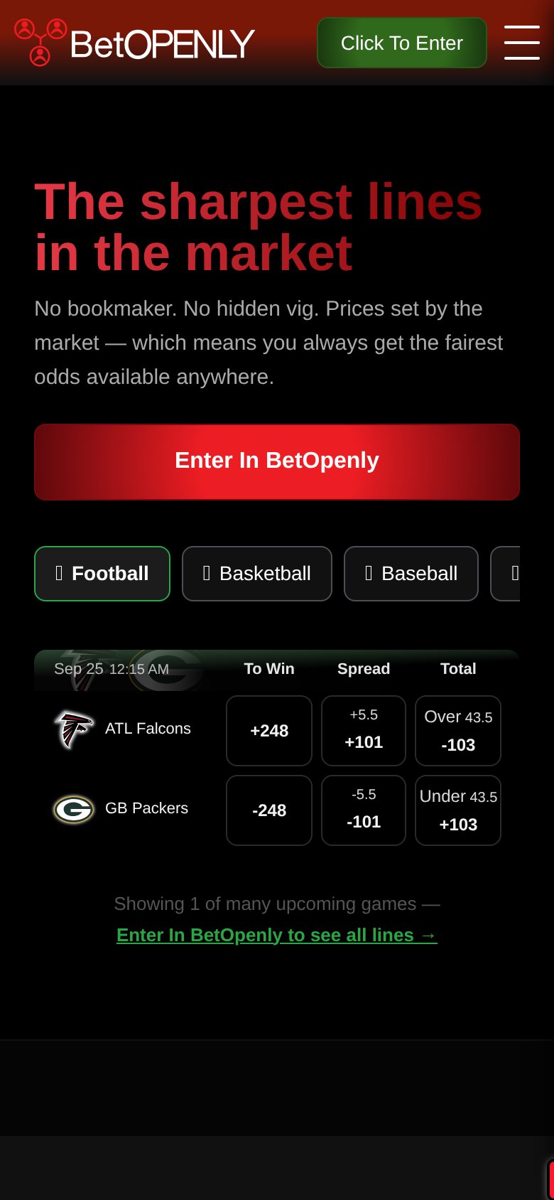 BetOpenly Prediction Market Arbitrage mobile capture for Mobile web