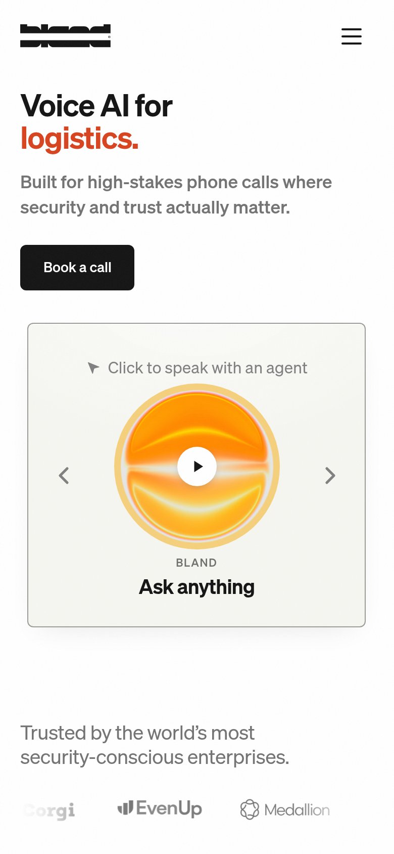 Bland AI mobile capture for Mobile web