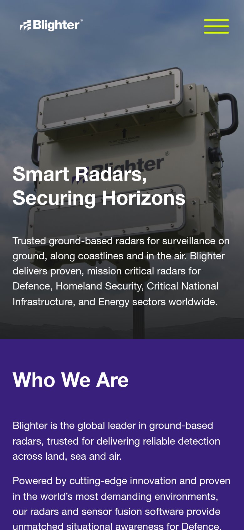 Blighter Surveillance Systems mobile capture for Mobile web