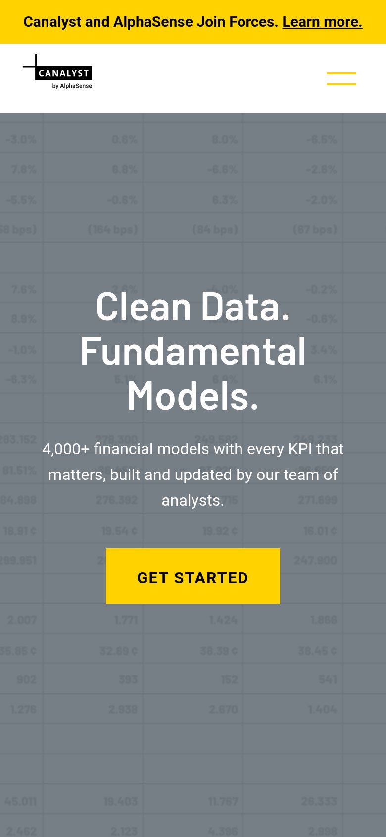 Canalyst (Tegus Modeling) mobile capture for Mobile web