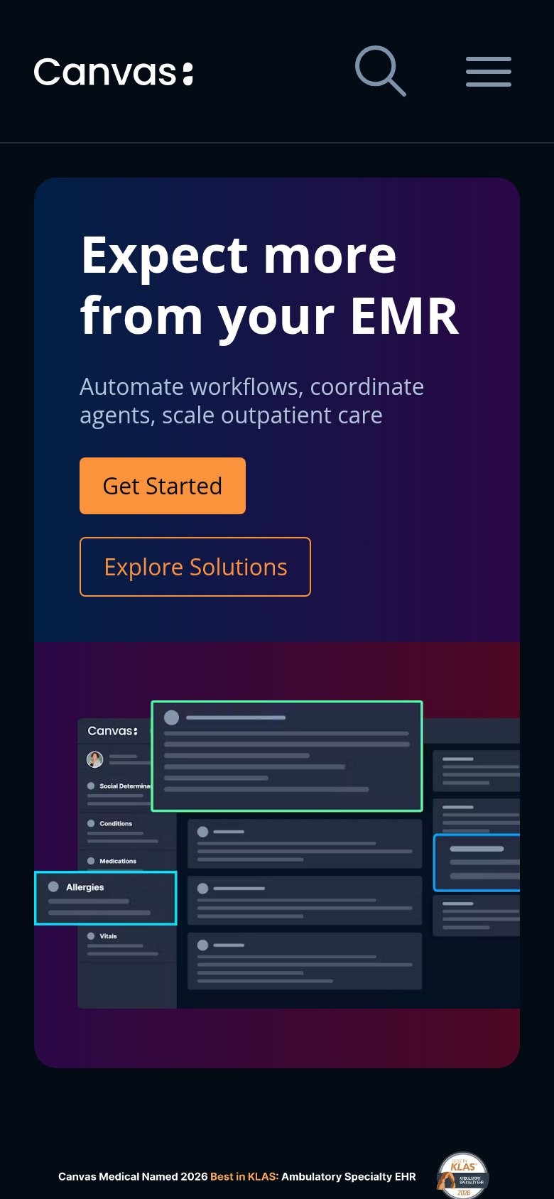 Canvas Medical mobile capture for Mobile web
