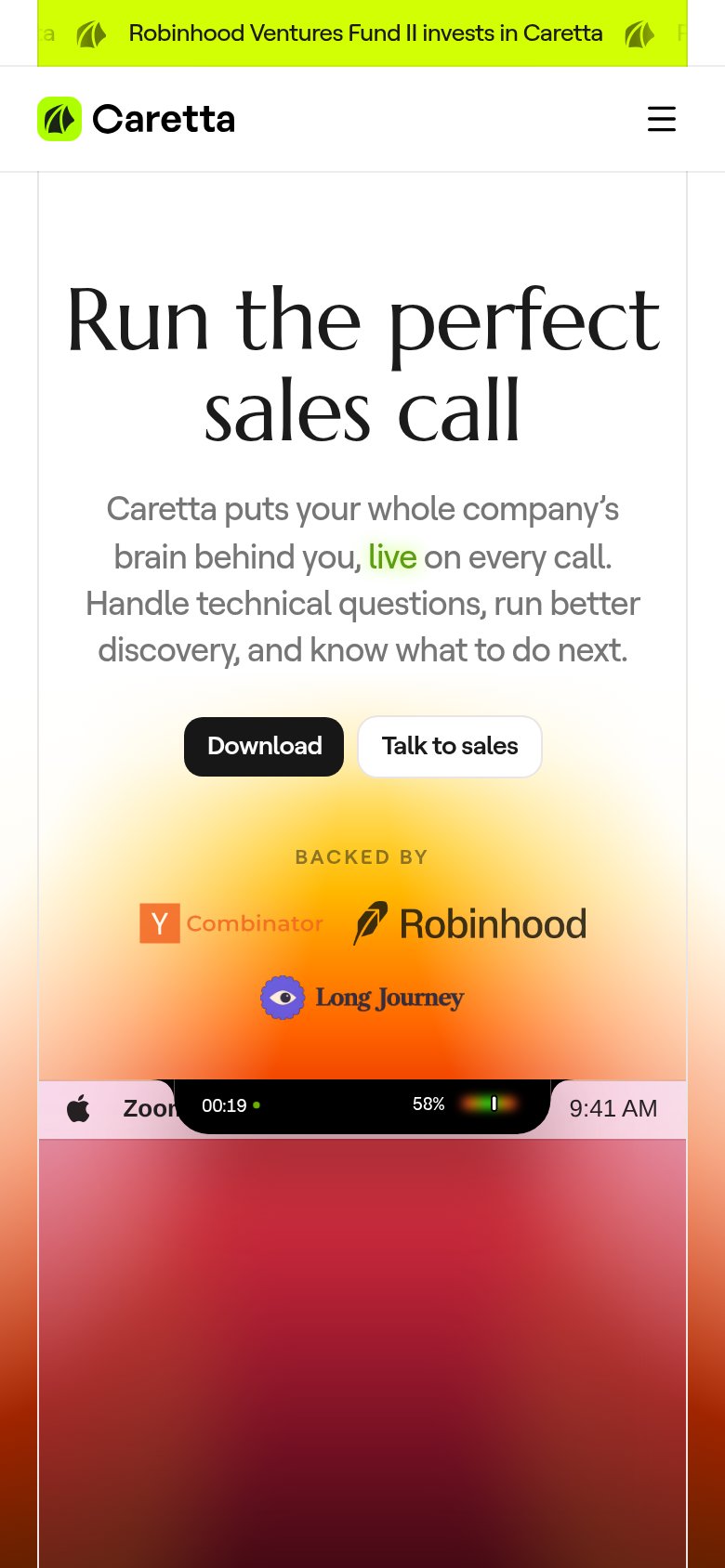 Caretta mobile capture for Mobile web