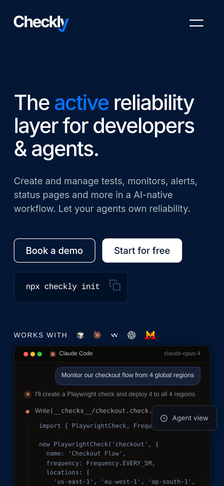 Checkly mobile capture for Mobile web