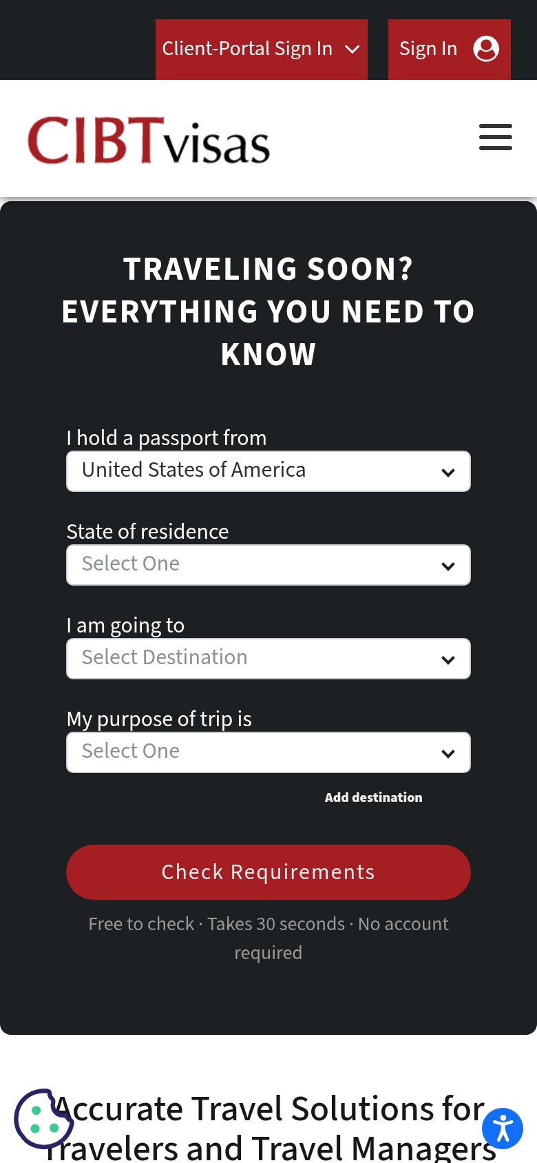 CIBTvisas mobile capture for Mobile web