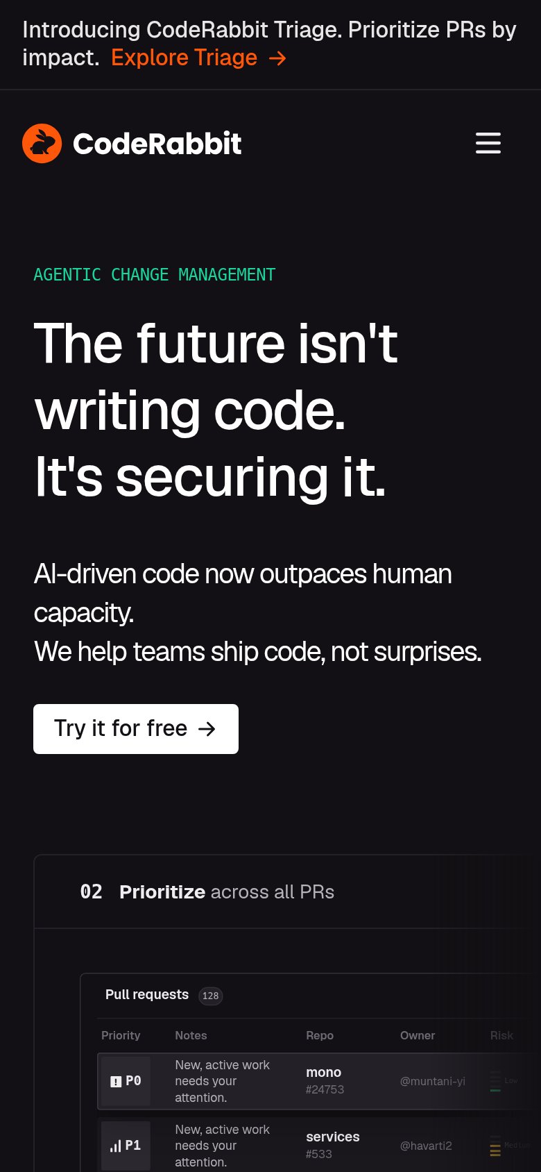 CodeRabbit mobile capture for Mobile web