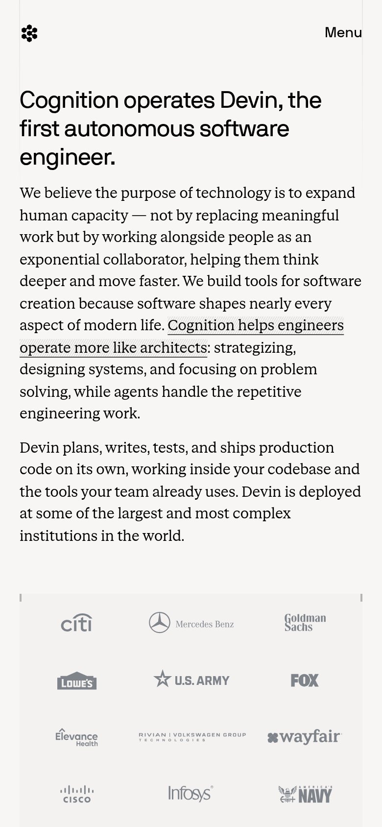 Cognition (Devin) mobile capture for Mobile web