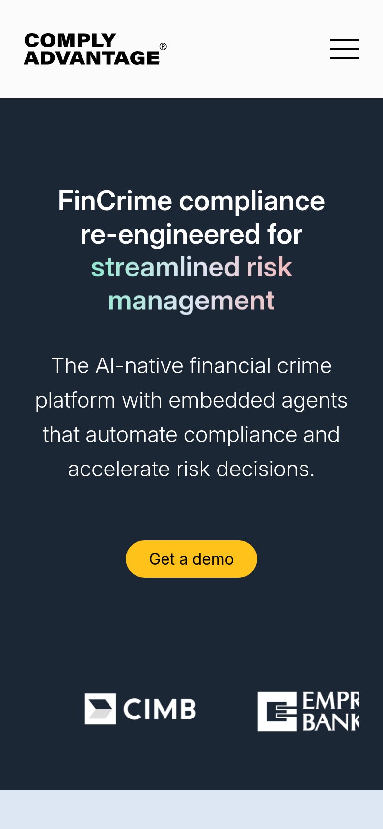 ComplyAdvantage mobile capture for Mobile web