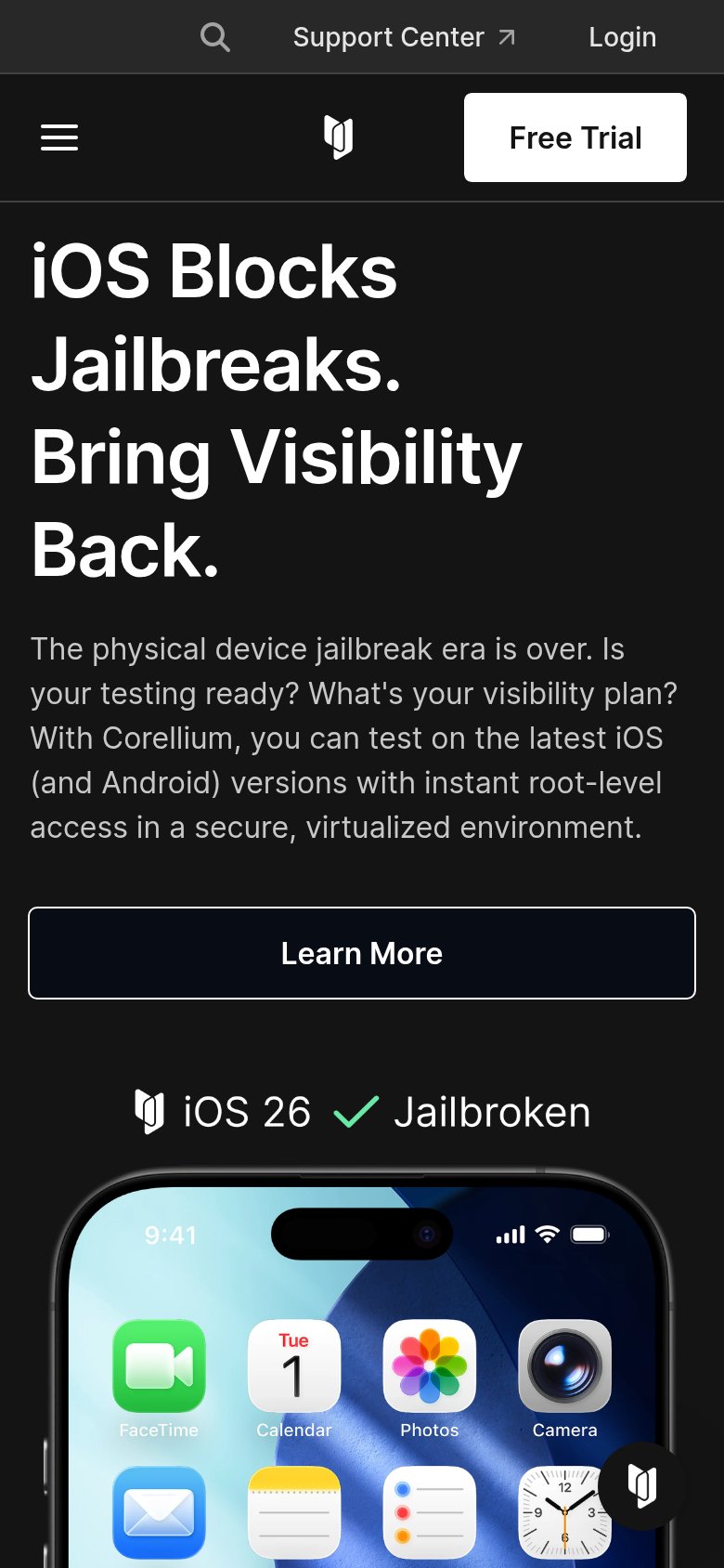 Emproof-style CI simulation aside, Corellium mobile capture for Mobile web