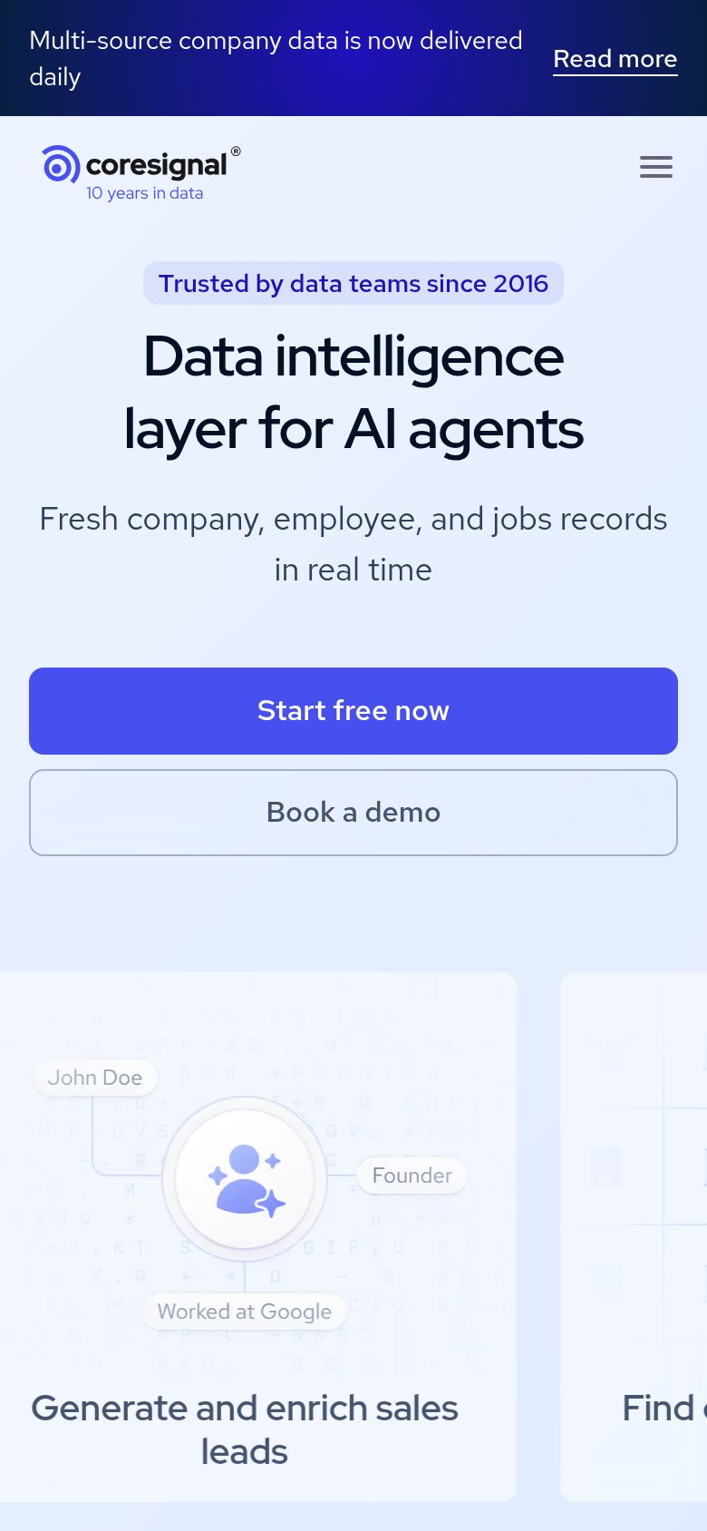 Coresignal mobile capture for Mobile web