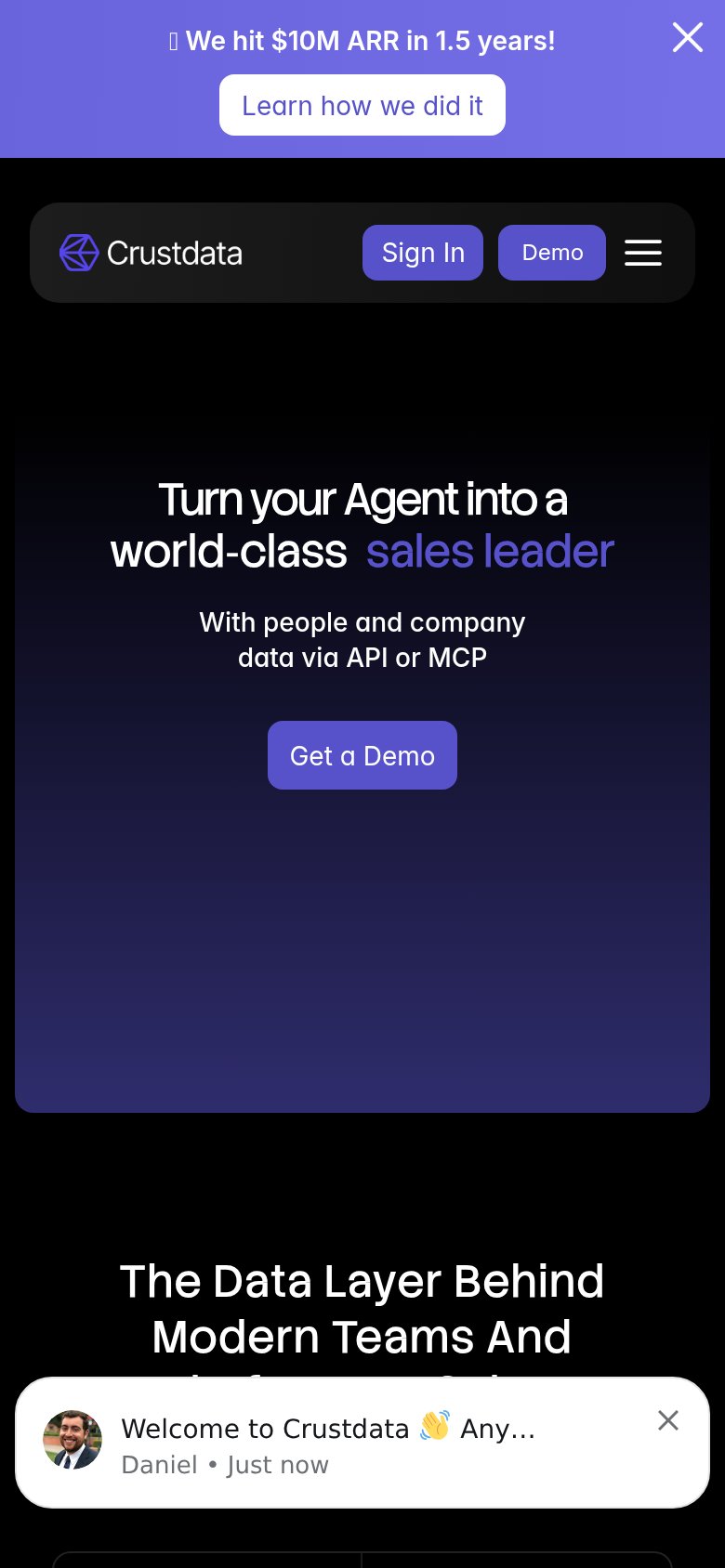 Crustdata mobile capture for Mobile web
