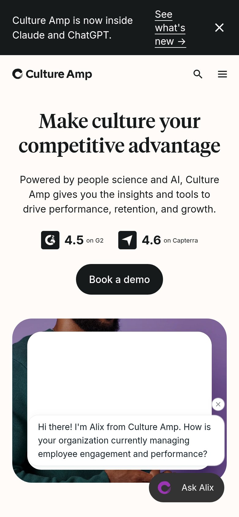 CultureAmp mobile capture for Mobile web
