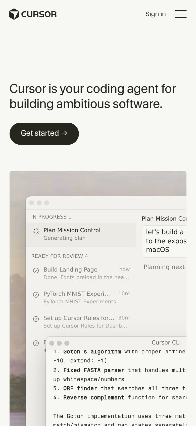 Cursor mobile capture for Mobile web