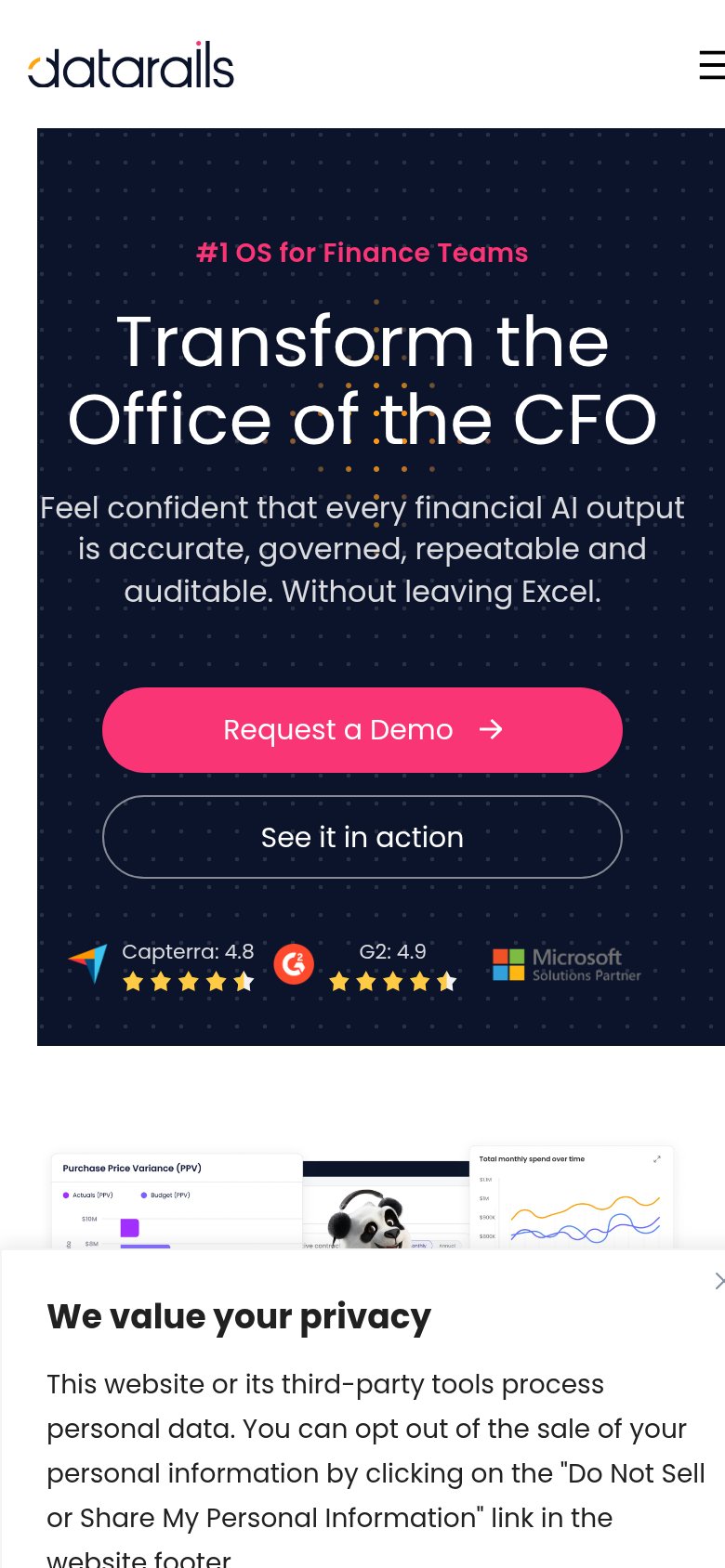 Datarails mobile capture for Mobile web