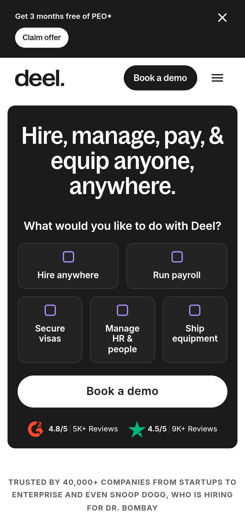 Deel Immigration mobile capture for Mobile web