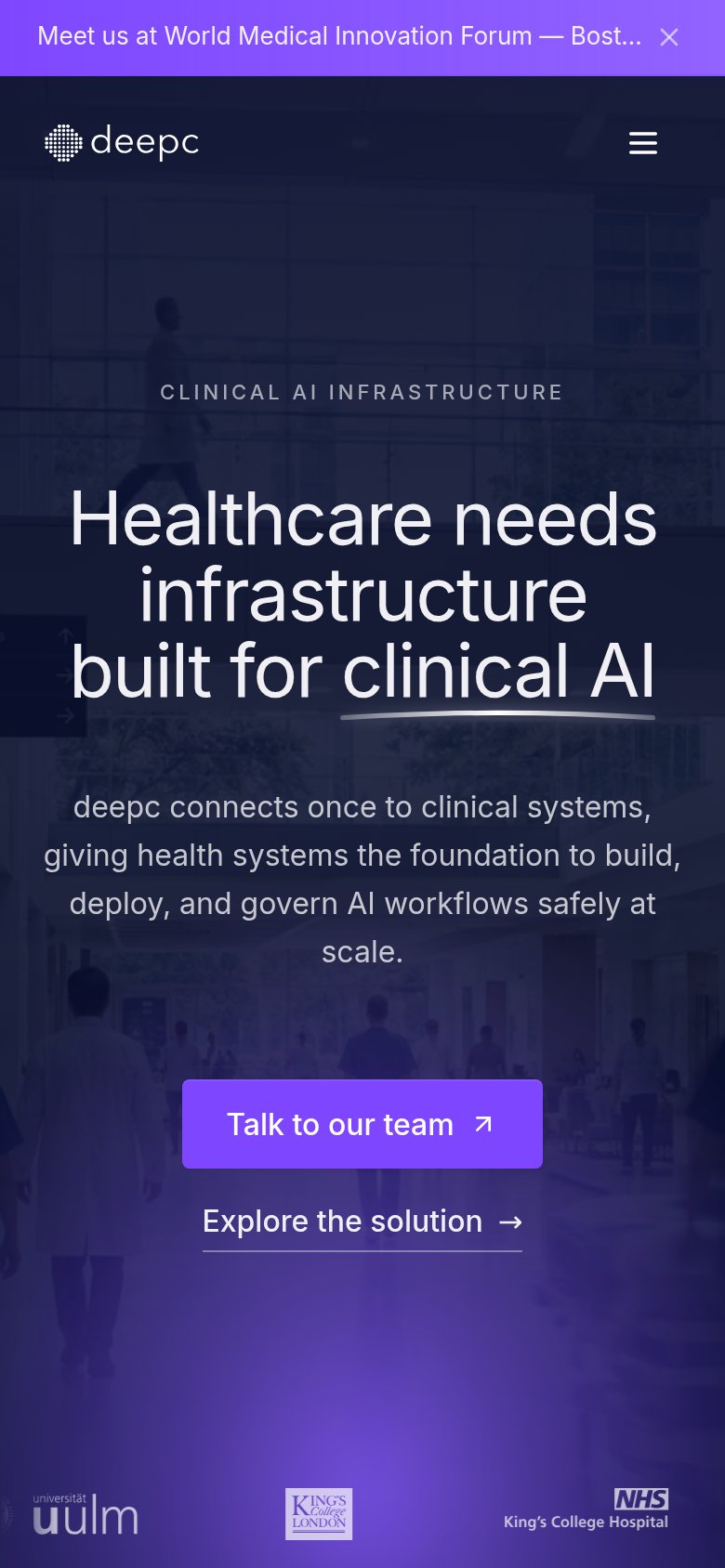 Radiology-agnostic monitoring — deepc (deepcOS) mobile capture for Mobile web