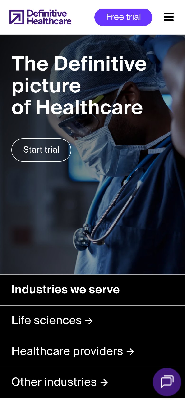 Definitive Healthcare mobile capture for Mobile web