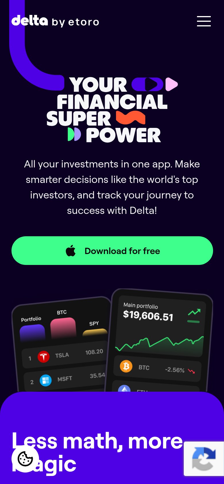 Delta Investment Tracker mobile capture for Mobile web