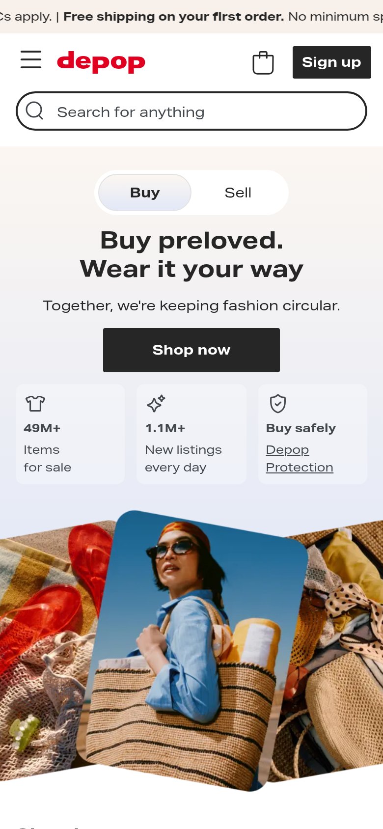 Depop mobile capture for Mobile web