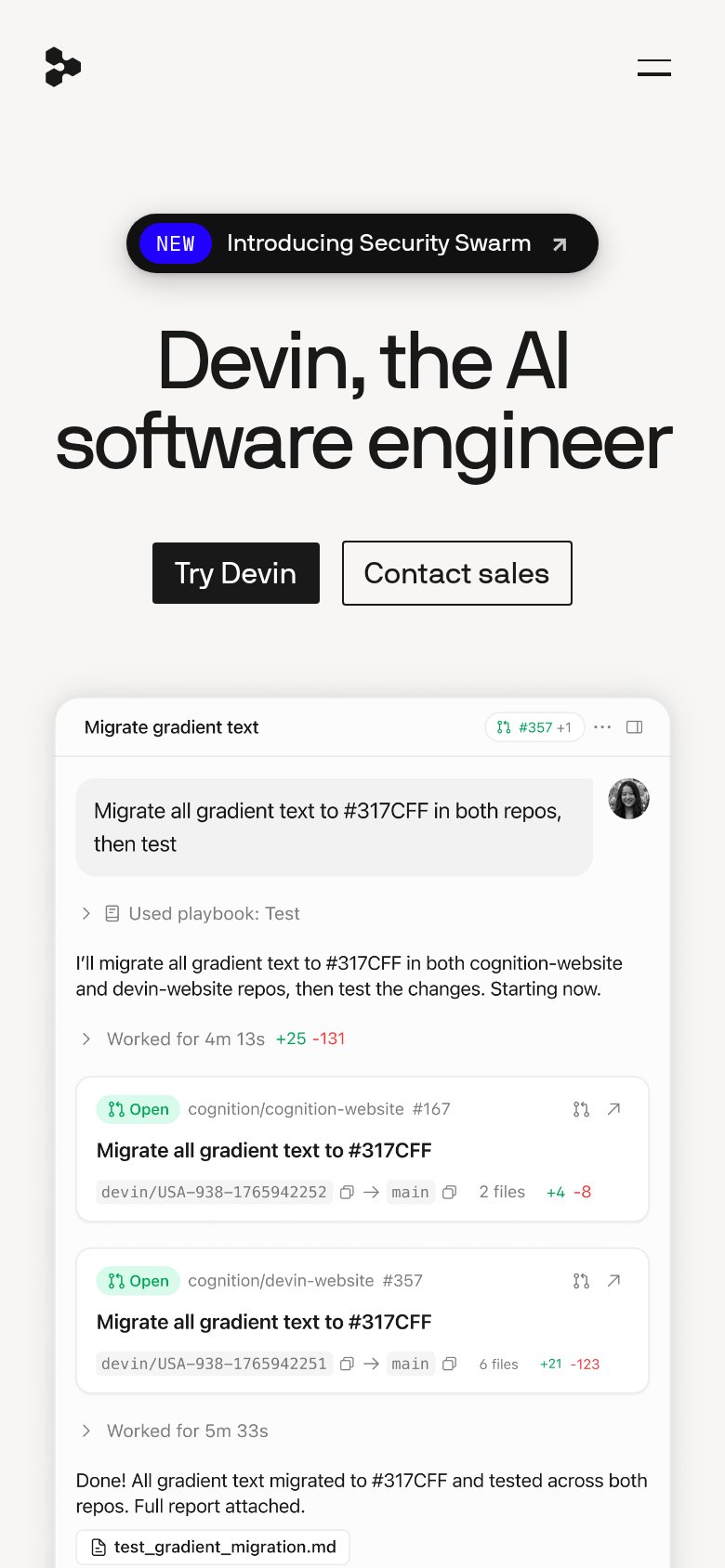 Devin (Cognition) mobile capture for Mobile web