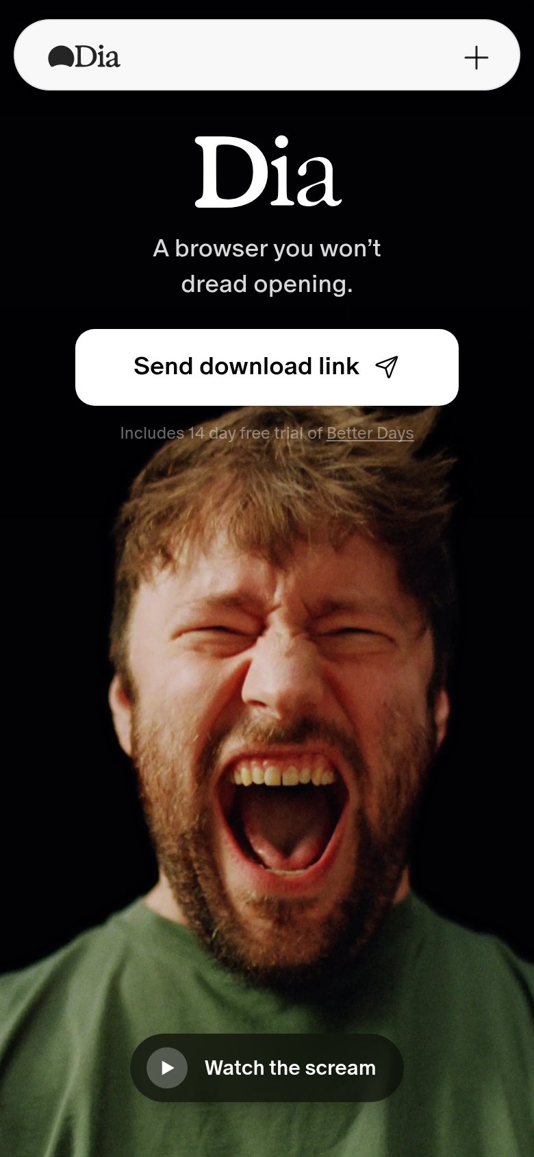 Dia (The Browser Company) mobile capture for Mobile web