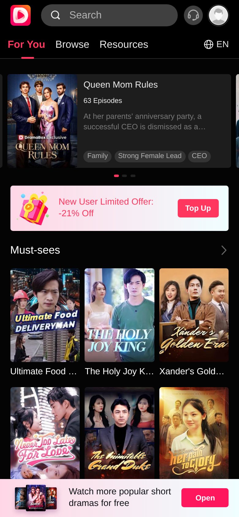 DramaBox mobile capture for Mobile web