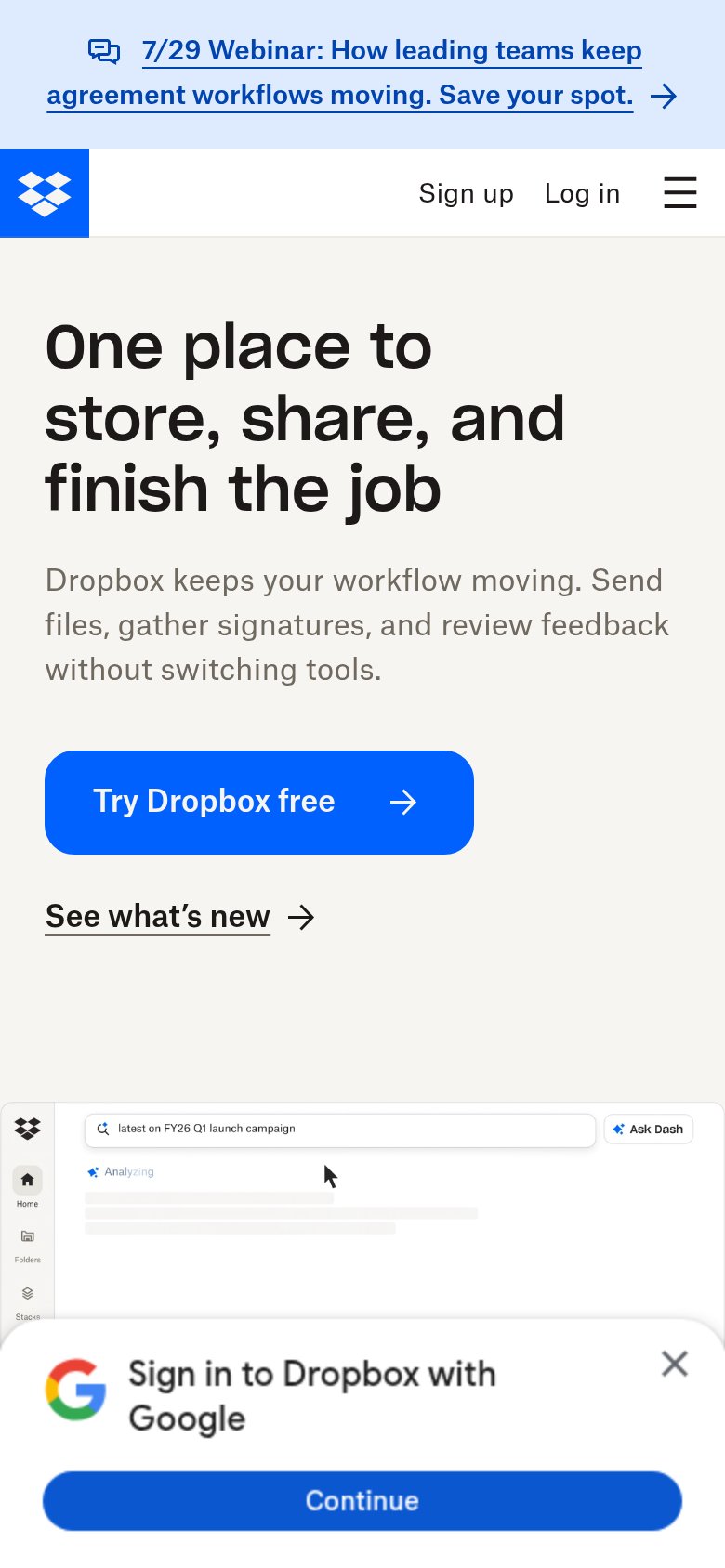 Dropbox mobile capture for Mobile web