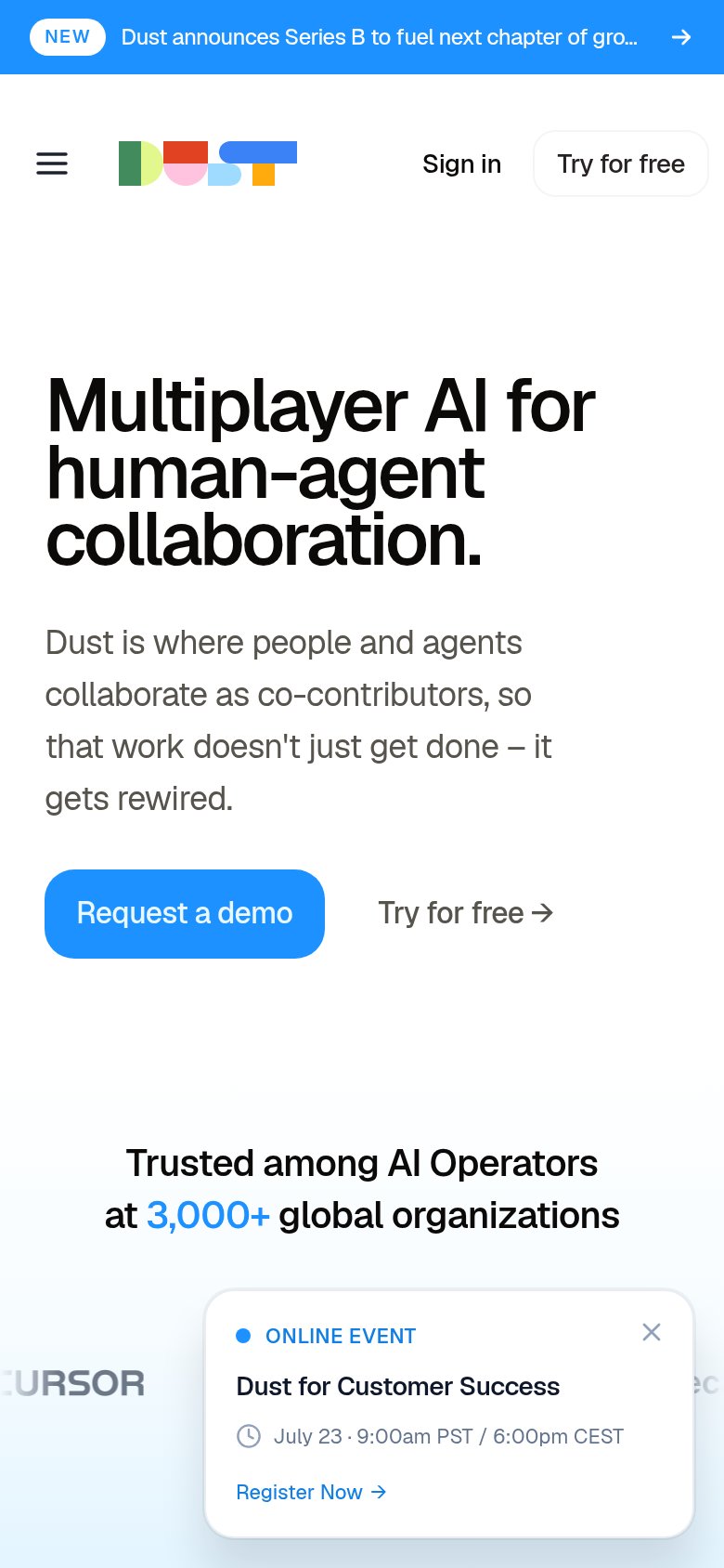 Dust mobile capture for Mobile web