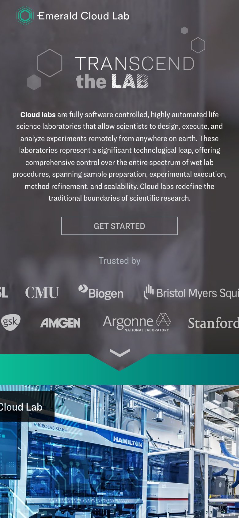 Emerald Cloud Lab mobile capture for Mobile web