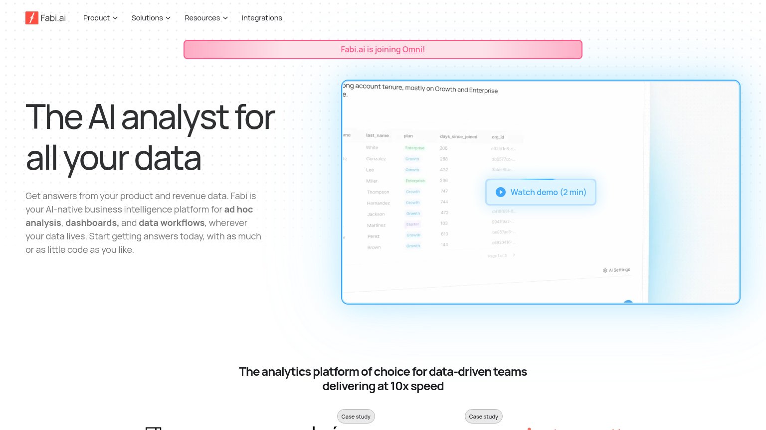 Fabi.ai desktop capture for Information hierarchy
