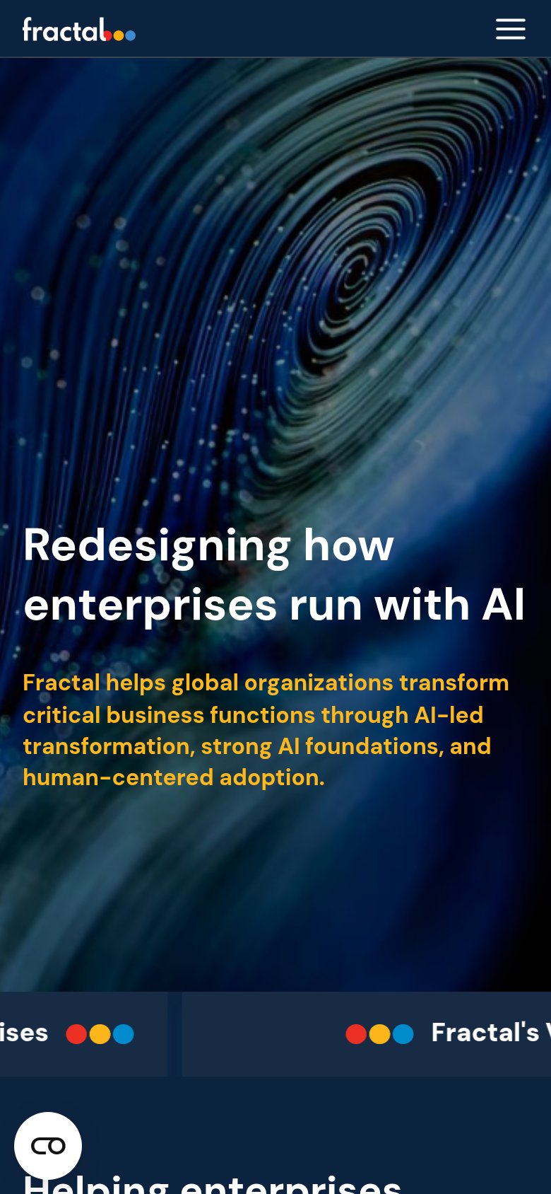 Fractal (AI consulting for PE) mobile capture for Mobile web