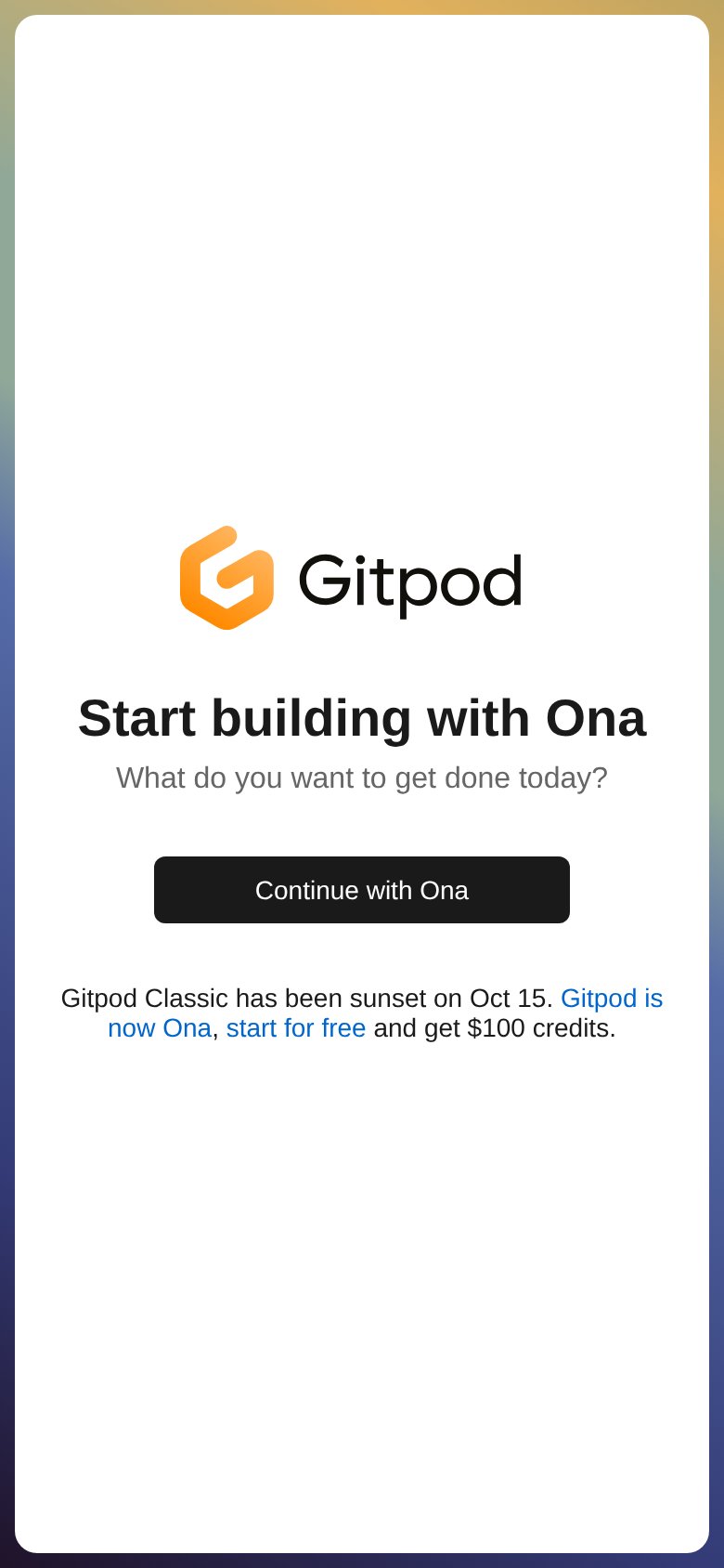 Gitpod (Ona) mobile capture for Mobile web