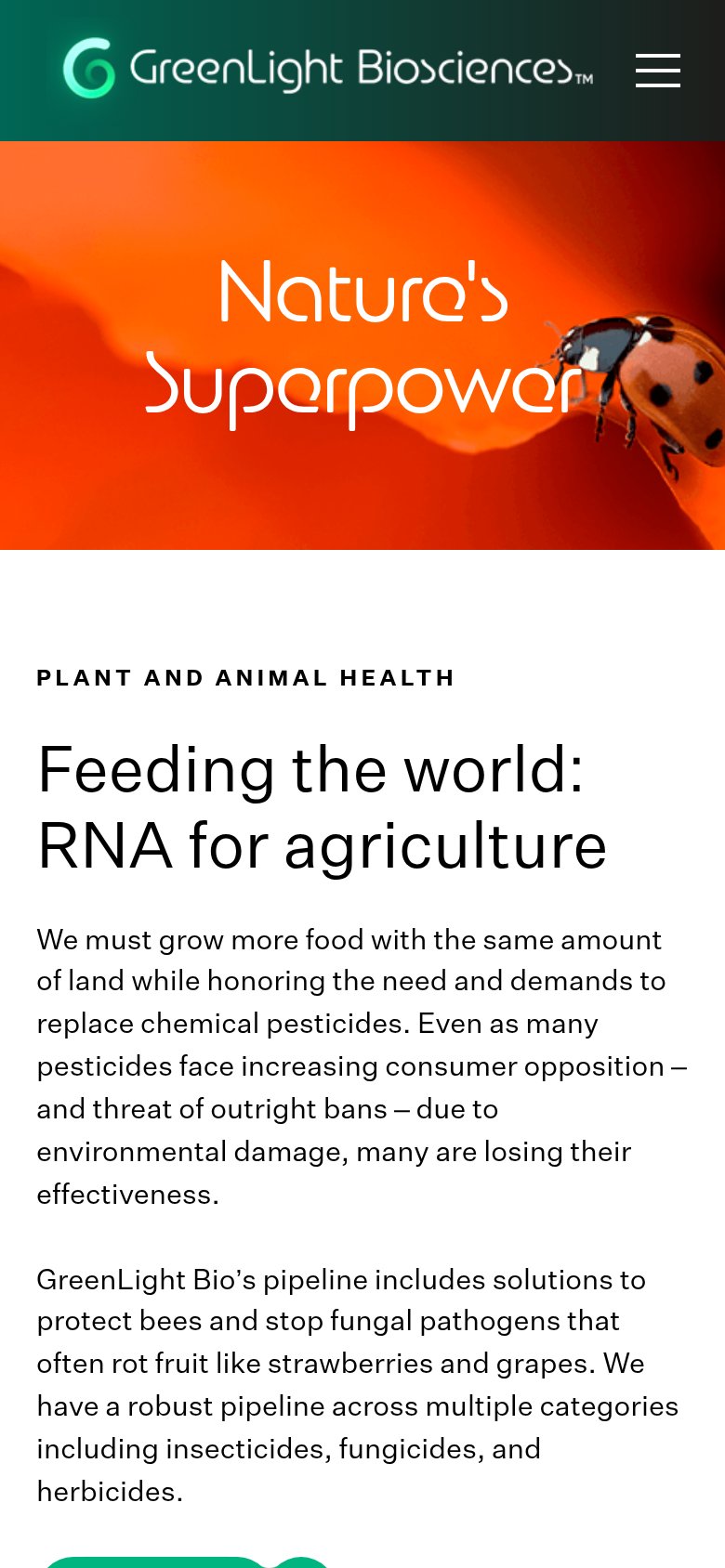 GreenLight Biosciences mobile capture for Mobile web