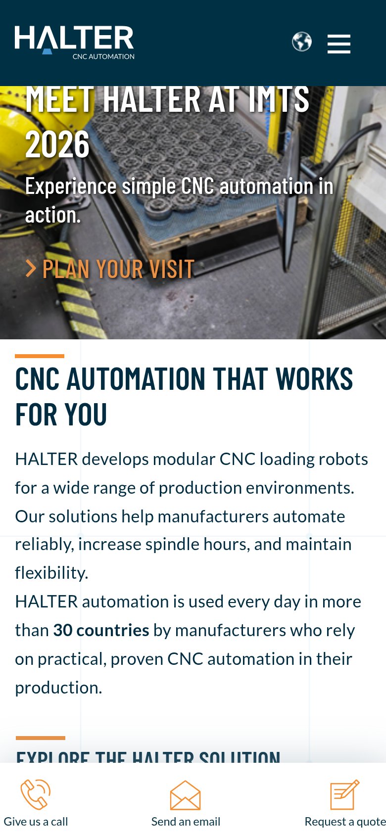 Halter CNC Robotics mobile capture for Mobile web