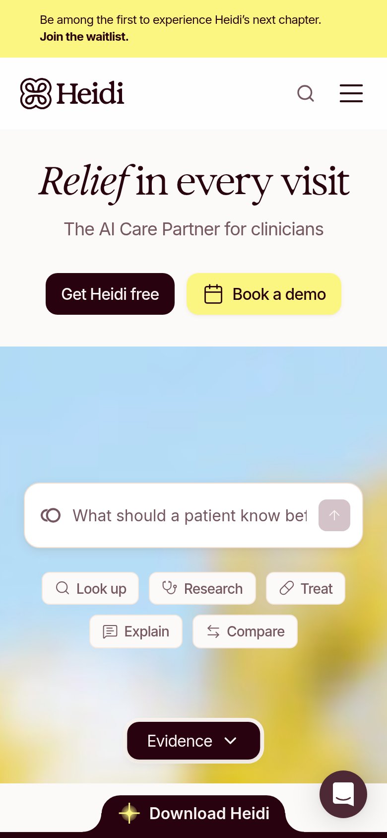 Heidi Health mobile capture for Mobile web