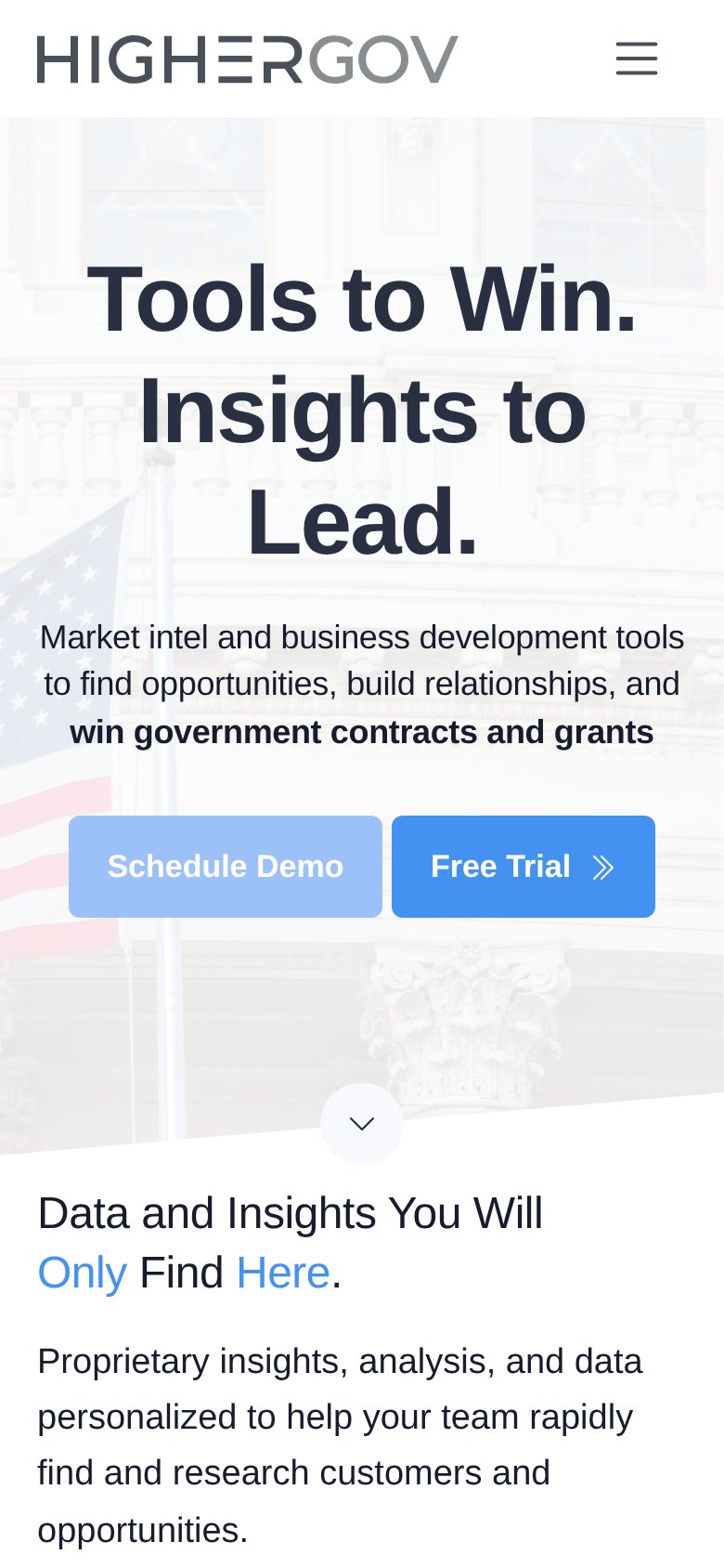 HigherGov mobile capture for Mobile web