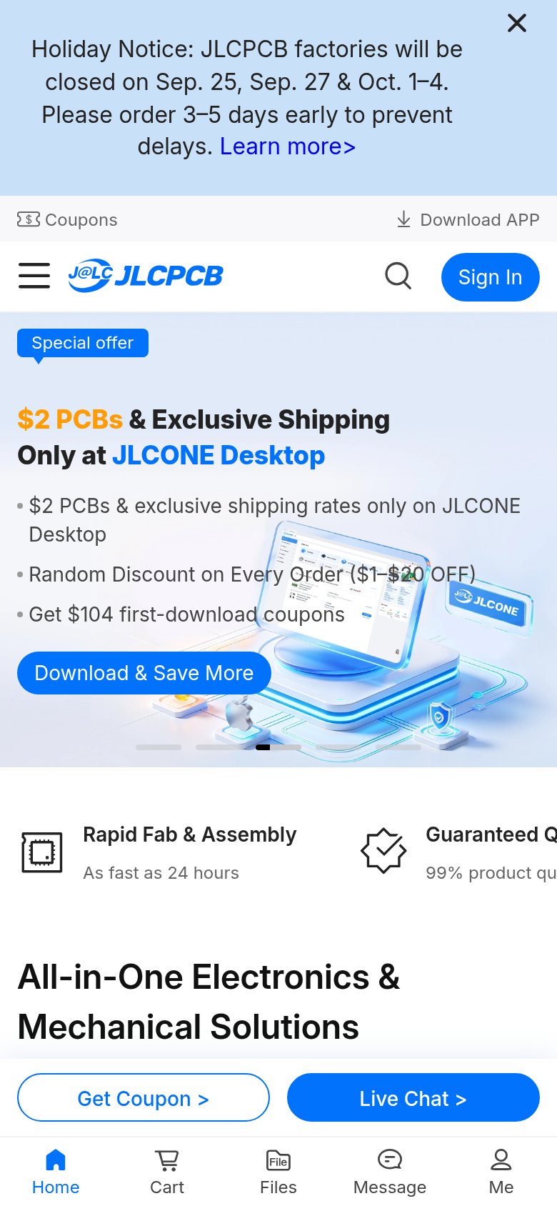 JLCPCB mobile capture for Mobile web