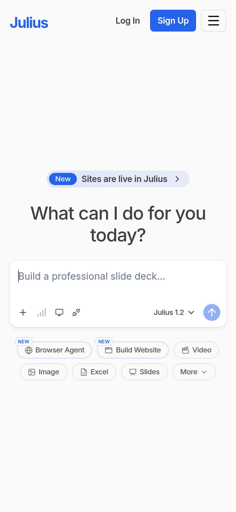 Julius AI mobile capture for Mobile web