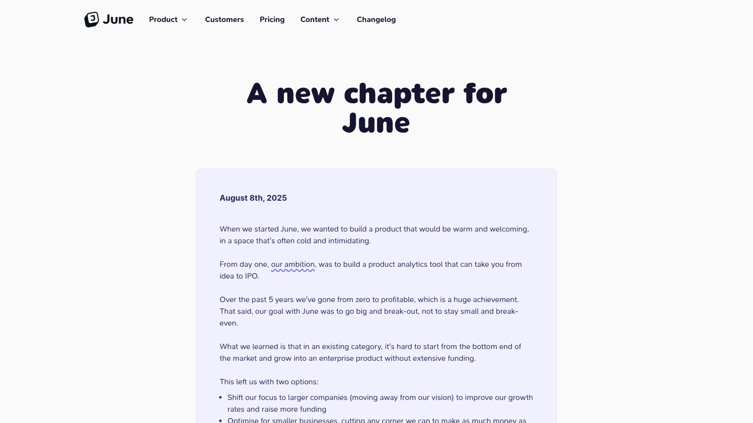June (Amplitude) desktop capture for Information hierarchy