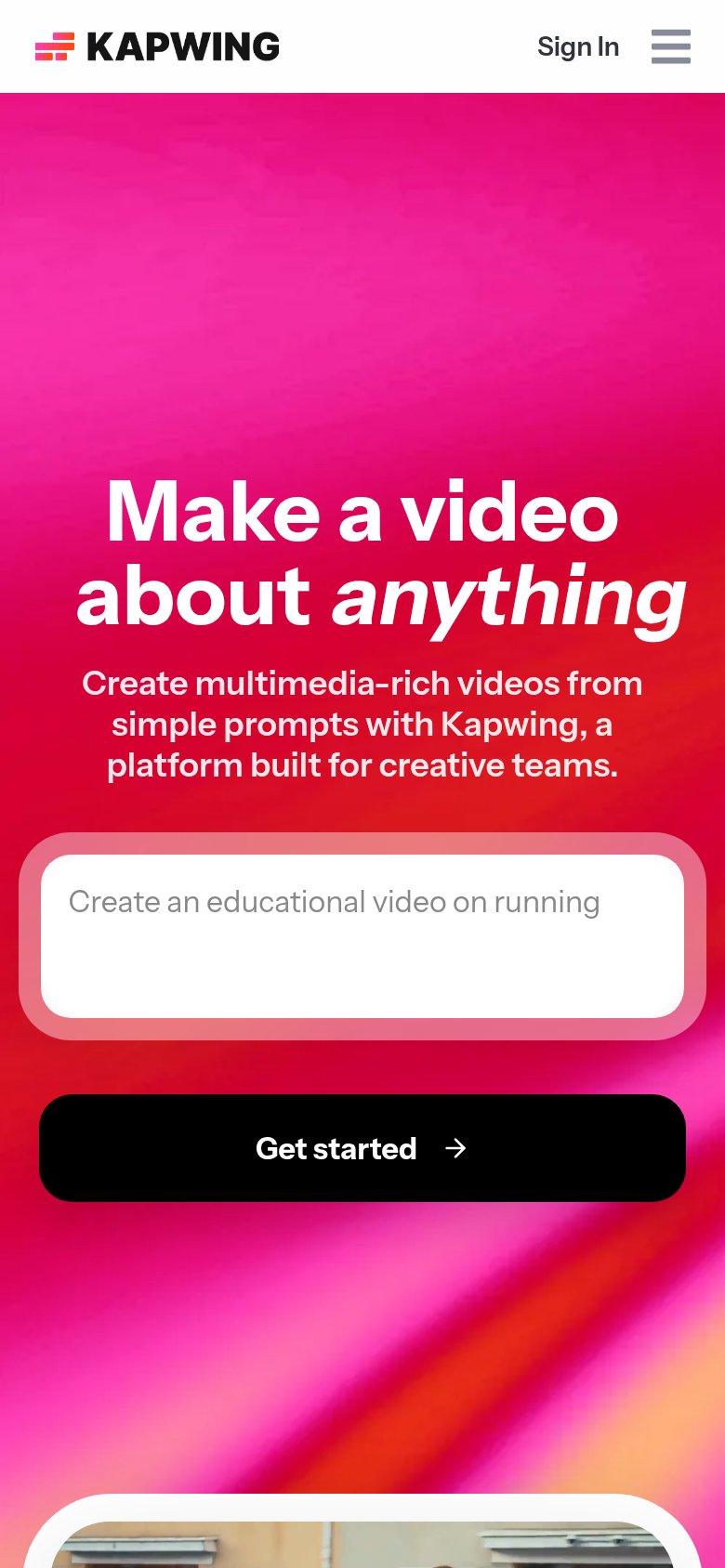 Kapwing mobile capture for Mobile web