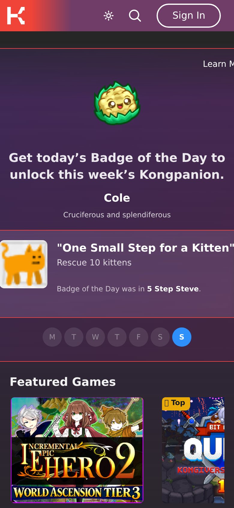 Kongregate mobile capture for Mobile web