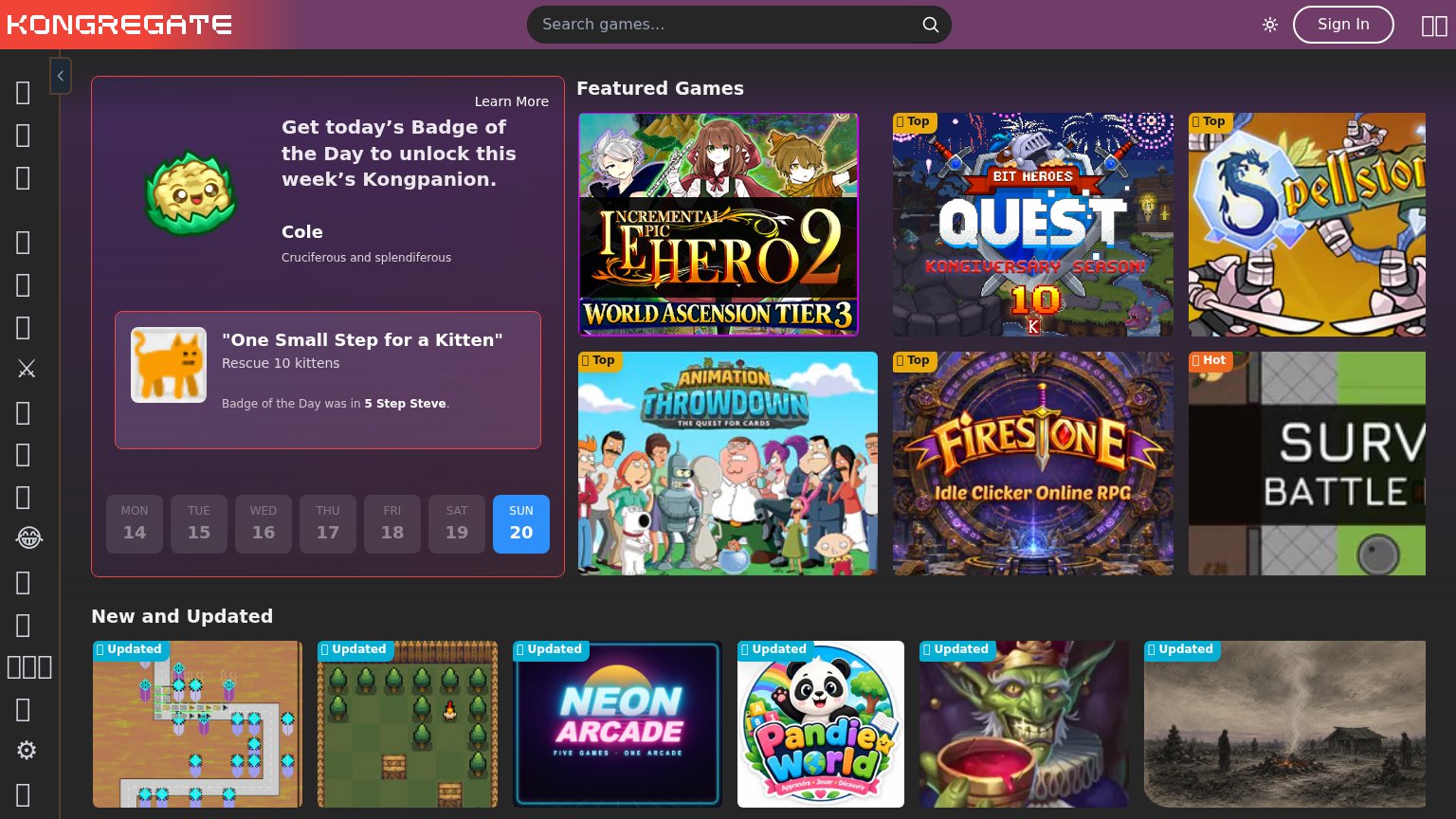 Kongregate desktop capture for Trust