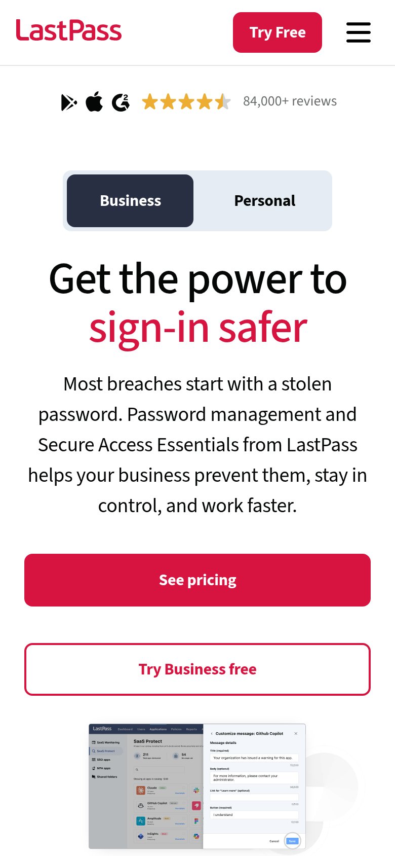 LastPass mobile capture for Mobile web